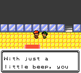 In-game dialogue that reads "With just a litle beep, you"