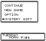 The Mystery Gift option in the main menu