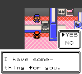 In-game dialogue reading "I have something for you" with a yes/no prompt