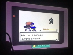 A wild encounter with an Unown on a TV